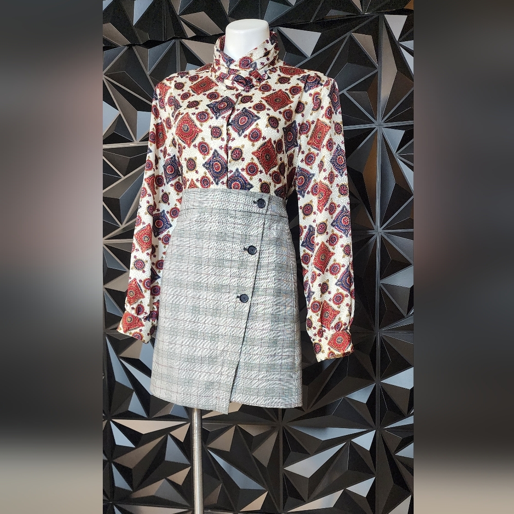 LOFT Gray Checkered Mini Skirt
